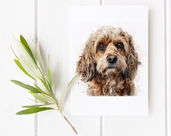 Cockapoo Art Greeting Card, Fluffy Puppy, Dog Lover Stationery