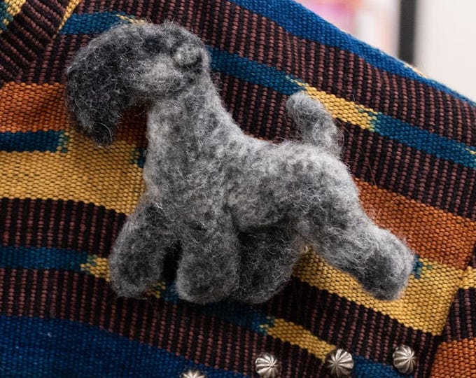 Featured listing image: Kerry Blue Terrier Art - Wearable Versatile Art Felted Wool Relief Sculpture - interchangeable backing