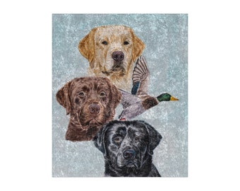 Crushed Velvet Blanket Labrador retrievers, bird dogs, retrievers, duck, hunting, Watercolor, labs, yellow, black, chocolate, Labrador gifts