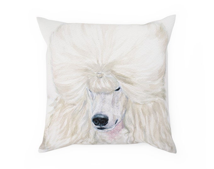 Cushion  standard poodle, watercolor, spoo, continental cut, realistic, unique poodle gifts