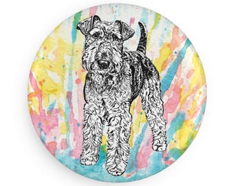 Welsh terrier colorful dog breed magnet, pastel rainbow watercolor splatter fine art prints, unique gifts for dog lovers