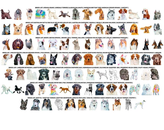 Featured listing image: Purebred dog Stickers for Dog Lovers & Dog Show and Sport Fanciers, Choose Your Favorite Breed Design, by Artist Ivy Fox Illustration