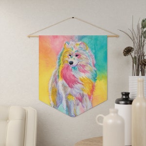 Pennant Samoyed watercolor, realistic, painting, spitz, creative grooming, dog groomer gifts, unique samoyed gifts