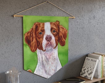 Pennant - Brittany, watercolor, show dog, well bred, realistic, Brittany dog gifts, Merit