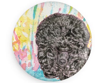 Poodle colorful dog breed magnet, pastel rainbow watercolor splatter fine art prints, unique gifts for dog lovers
