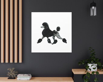 Canvas print - gaiting Standard Poodle, modified Continental clip, dogs, black, poodle, movement, spoo, standard poodle gifts