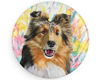 Shetland Sheepdog colorful Dog Breed Magnet, Pastel Rainbow Watercolor splatter Fine Art Prints, Unique Gifts for Sheltie Lovers