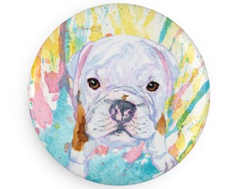 Bulldog colorful Dog Breed Magnet, Pastel Rainbow Watercolor splatter Fine Art Prints, Unique Gifts for Dog Lovers