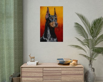 Doberman Watercolor Art print - Ivy Fox Illustration pet portraits -  rolled poster