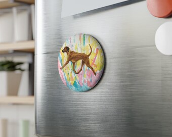 Rhodesian Ridgeback colorful Dog Breed Magnet, Pastel Rainbow Watercolor splatter Fine Art Prints, Unique Gifts for Dog Lovers