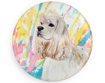 Buff Cocker Spaniel colorful Dog Breed Magnet, Pastel Rainbow Watercolor splatter Fine Art Prints, Unique Gifts for Dog Lovers