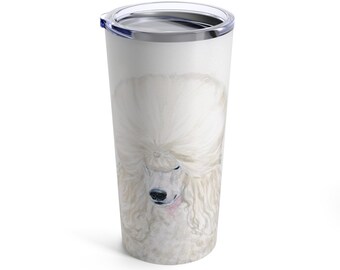 Tumbler 20oz standard poodle, watercolor, spoo, continental cut, realistic, unique poodle gifts