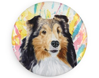 Shetland Sheepdog colorful Dog Breed Magnet, Pastel Rainbow Watercolor splatter Fine Art Prints, Unique Gifts for Sheltie Lovers