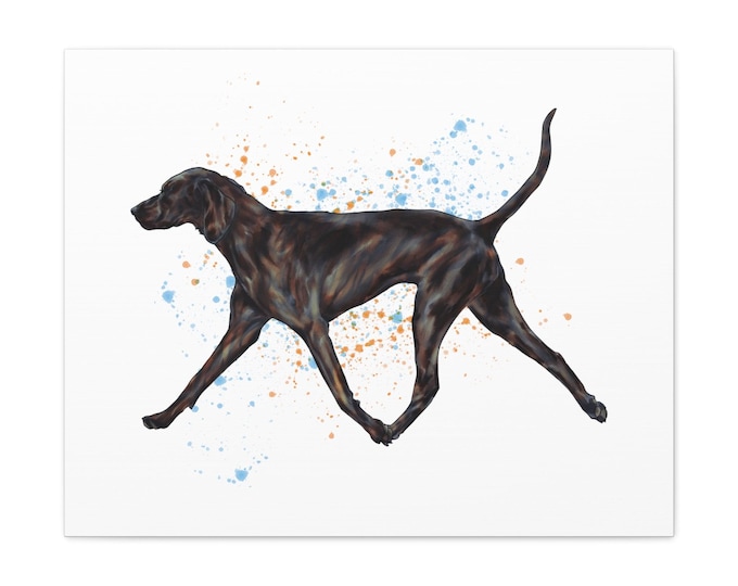 Featured listing image: Brindle plott hound gaiting movement well bred wall art akc breeds canvas watercolor background