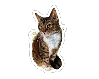 Cute cat sticker, watercolor animal stickers, fine art stationery, cat lover gift cute gifts for cat lovers