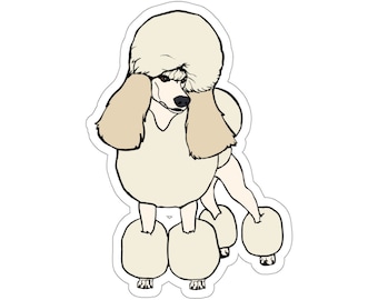 Stickers Creme / Cream STANDARD POODLE, show trim, continental cut, spoo, chibi poodle, dog, cartoon, poodle gifts