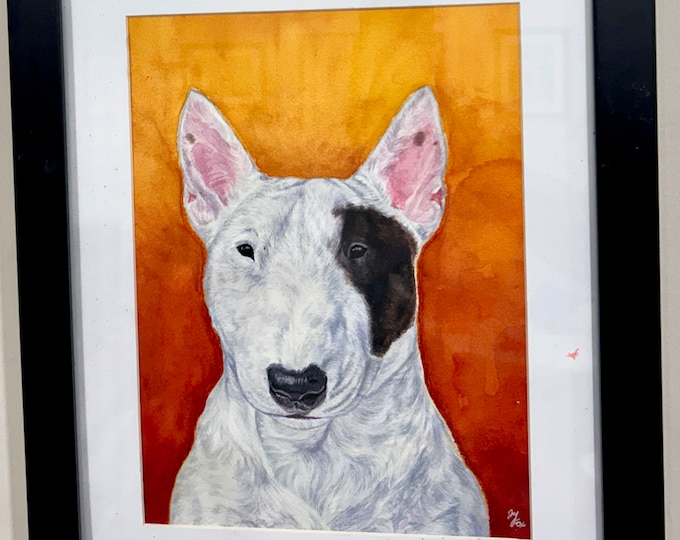 Ivy Fox Mini Bull Terrier art, Original Art Painting signed terrier Wall Art