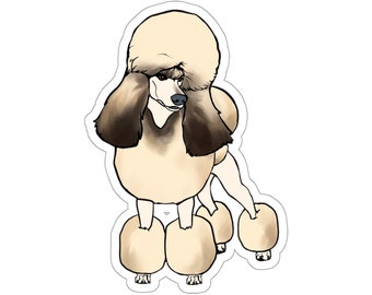Stickers - Sable STANDARD POODLE, show trim, continental cut, spoo, dog, cartoon, poodle gifts agouti, multicolor, mc standard poodle