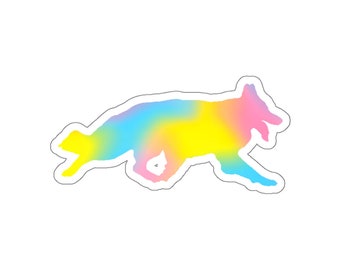 Gaiting German shepherd Car Magnets - GSD pastel rainbow silhouette