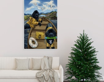 CANVAS NEWFOUNDLAND DOG print - nef Newfie, Newfies prints, Newfie lovers, Newfie gifts, realistic Newfie art, Newfie painting