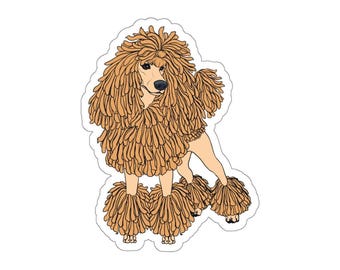 Stickers - apricot corded standard poodle, show trim, continental cut, spoo, chibi poodle, dog, cartoon, poodle gifts