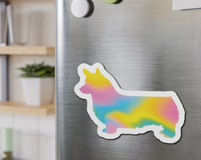 Corgi Car Stickers - pastel rainbow silhouette