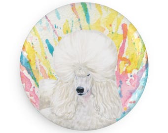 White Poodle colorful Dog Breed Magnet, Pastel Rainbow Watercolor splatter Fine Art Prints, Unique Gifts for Dog Lovers
