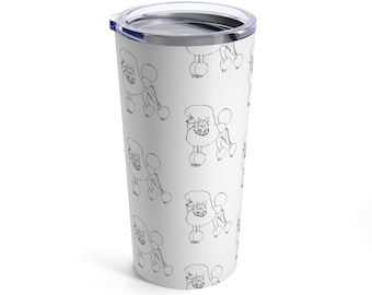 Tumbler 20oz standard poodle, show trim, continental cut, poodle outline, spoo, poodle gifts