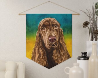 Pennant - Field Spaniel, spaniels, Watercolor, realistic, art, Field Spaniel gifts