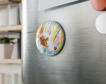 Ibizan Hound colorful Dog Breed Magnet, Pastel Rainbow Watercolor splatter Fine Art Prints, Unique Gifts for Dog Lovers