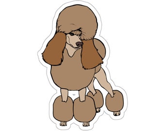 Stickers - cafe au lait STANDARD POODLE, show trim, continental cut, spoo, chibi poodle, dog, cartoon, poodle gifts