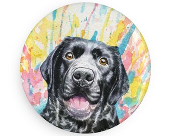 Labrador retriever colorful dog breed magnet, pastel rainbow watercolor splatter fine art prints, unique gifts for dog lovers