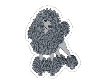 Stickers - blue corded standard poodle, show trim, continental cut, spoo, chibi poodle, dog, cartoon, poodle gifts