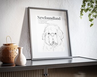 NEWFOUNDLAND dog Dictionary Print, Funny Quote Art, Newfie Definition Poster, Dog Puppy Pet Culture, Animal Jokes Gift Typography Present