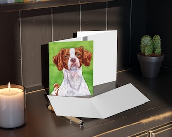 Greeting cards pack - brittany, watercolor, show dog, well bred, realistic, brittany dog gifts, merit