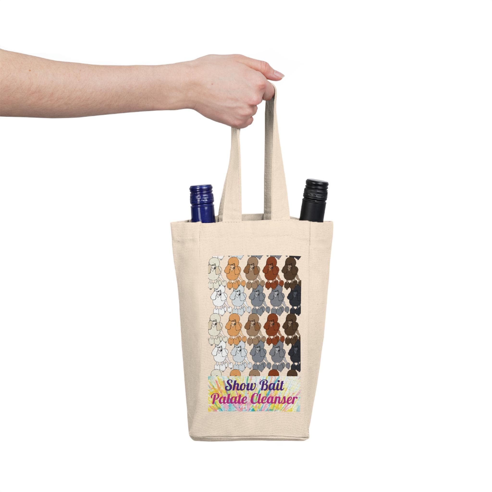 Double wine tote bag dog show show bait palate cleanser poodles funny sarcastic gift dog lover gift wine lover gift wine