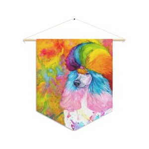 Pennant RAINBOW POODLE, standard poodle, watercolor, spoo, continental cut, realistic, unique poodle gifts