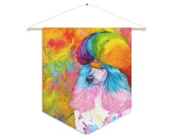 Pennant RAINBOW POODLE, standard poodle, watercolor, spoo, continental cut, realistic, unique poodle gifts