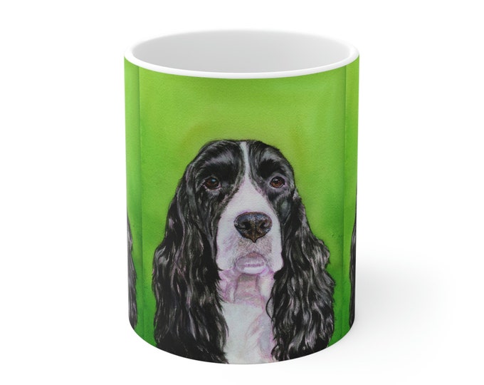 Ceramic Mug 11oz - English Springer Spaniel, watercolor, show dog, well bred, realistic ESS, Springer Spaniel gifts