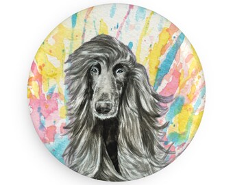 Afghan Hound  colorful Dog Breed Magnet, Pastel Rainbow Watercolor splatter Fine Art Prints, Unique Gifts for Dog Lovers