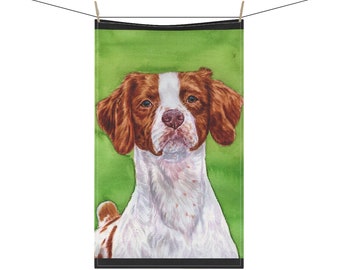 Kitchen Towel dishrag Brittany, watercolor, show dog, well bred, realistic, Brittany dog gifts, Merit