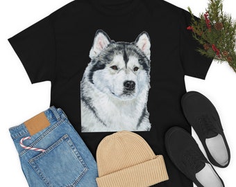 Tee shirt - Alaskan Malamute, watercolor, art, painting, realistic, dogs, Malamute gifts