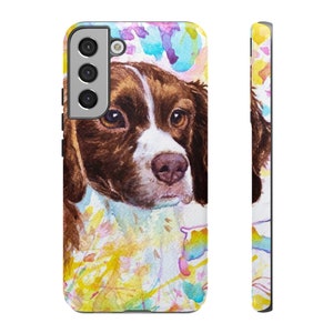 phone Cases Apple android google phone Brittany, watercolor, Brittany dog, bird dog, realistic, hunting dog, unique Brittany gifts