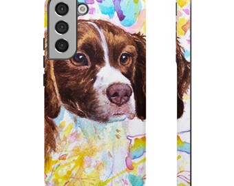 phone Cases Apple android google phone Brittany, watercolor, Brittany dog, bird dog, realistic, hunting dog, unique Brittany gifts