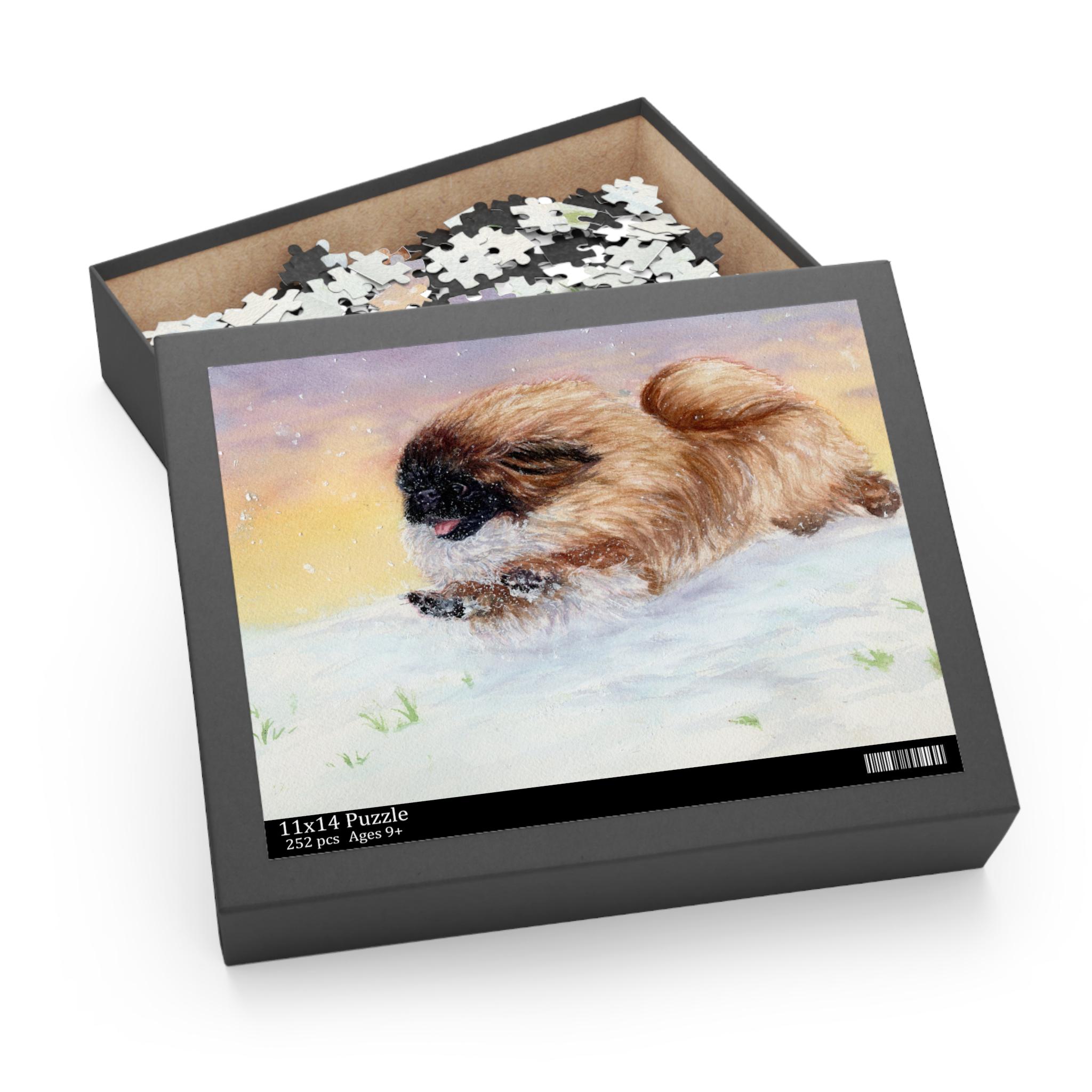 Peke Pekingese Dog breed Puzzle Watercolor Sunset 120 252 500 Piece Well Bred Show Dogs Gifts for Dog Lovers Winter Art Jigsaw Puzzle
