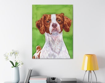 Canvas print - Brittany, watercolor, show dog, well bred, realistic, Brittany dog gifts, Merit