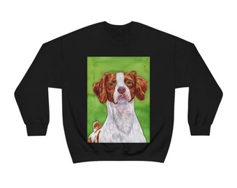 Unisex heavy blend crewneck sweatshirt brittany, watercolor, show dog, well bred, realistic, brittany dog gifts, merit