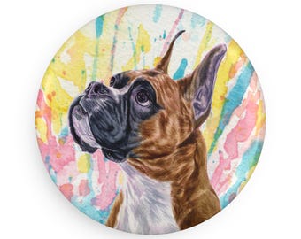 Boxer colorful Dog Breed Magnet, Pastel Rainbow Watercolor splatter Fine Art Prints, Unique Gifts for Dog Lovers