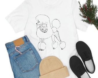 Short Sleeve Tee shirt Standard POODLE, show trim, continental cut, poodle outline, spoo, poodle gifts