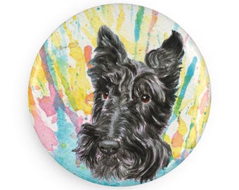 Scottish Terrier  colorful Dog Breed Magnet, Pastel Rainbow Watercolor splatter Fine Art Prints, Unique Gifts for Scottie dog Lovers